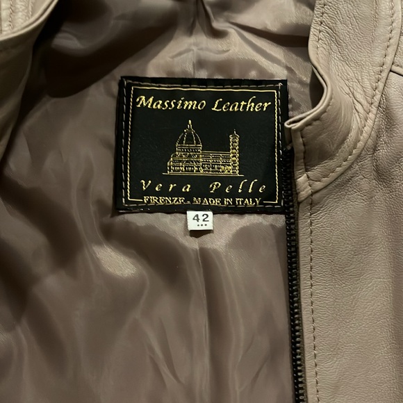 Women’s Massimo Leather Jacket made in Italy, Taupe Color, Size 42 - Picture 2 of 6